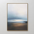Original hand painted blue grey brown misty coastal oil painting canvas wall art, nordic scandinavian elegant luxury minimalist modern living room hom