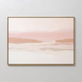 Original hand painted blush pink coastal landscape oil painting canvas wall art, nordic scandinavian elegant minimalist luxury modern living room home