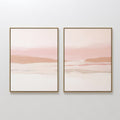 Original hand painted blush pink abstract coastal oil painting diptych canvas wall art, nordic scandinavian elegant luxury modern bedroom home decor i