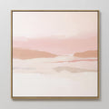 Original hand painted blush pink misty valley landscape oil painting canvas wall art, nordic scandinavian elegant luxury minimalist modern living room