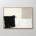 Original hand painted black ivory greige abstract oil painting canvas wall art, nordic scandinavian elegant luxury minimalist modern living room home