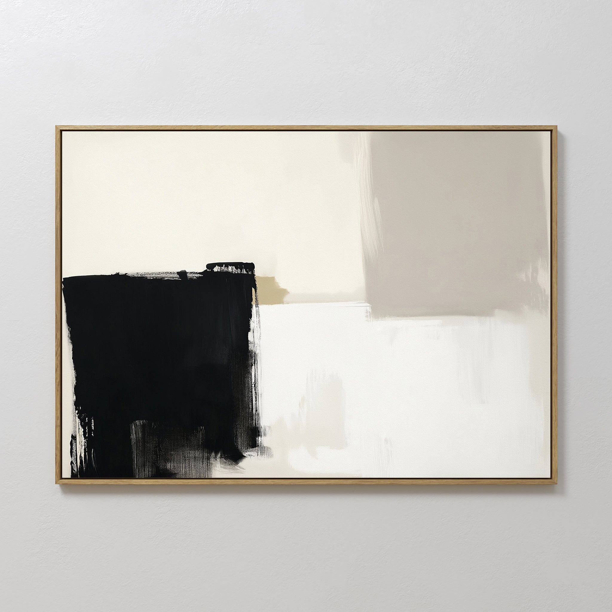 Original hand painted black ivory greige abstract oil painting canvas wall art, nordic scandinavian elegant luxury minimalist modern living room home