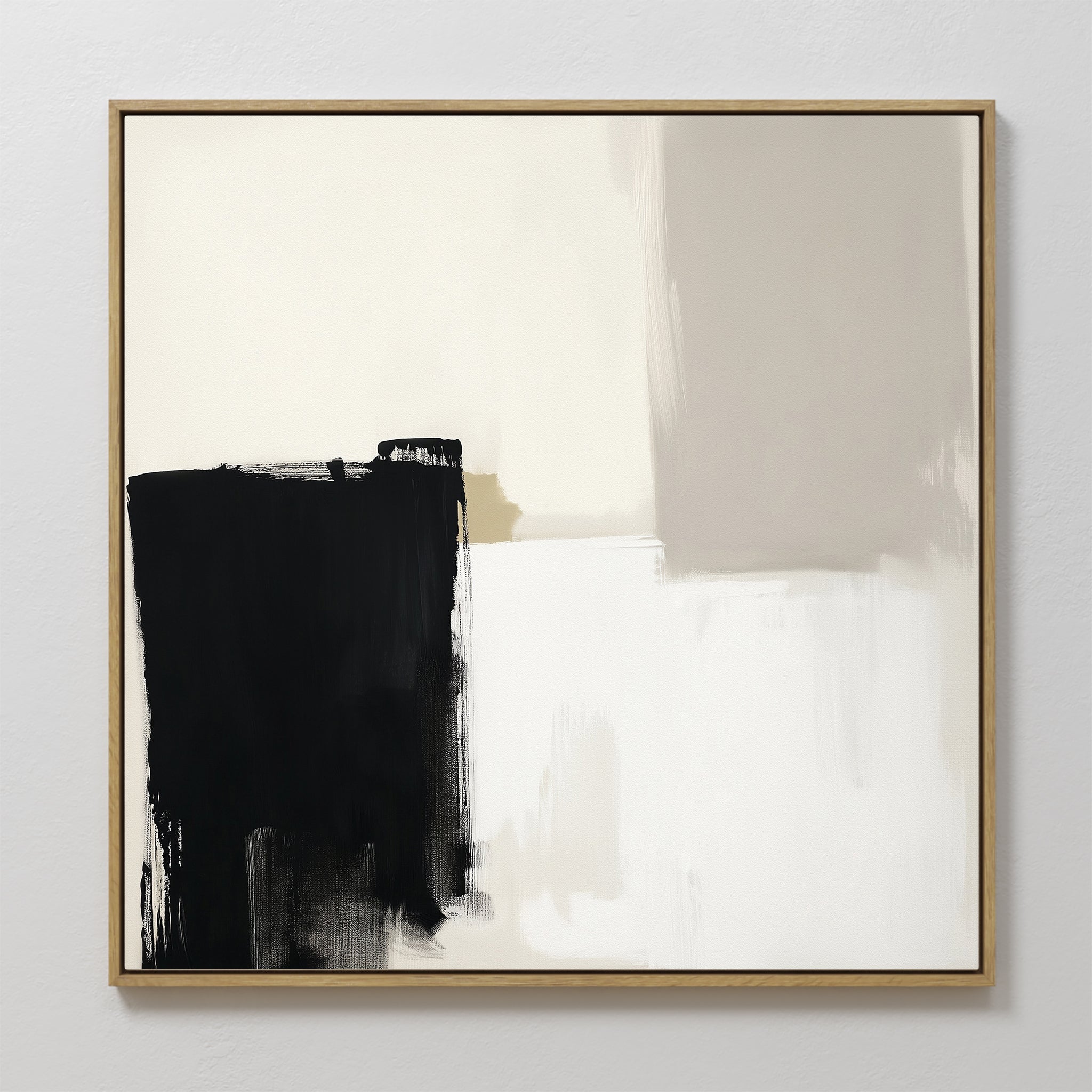 Original hand painted black ivory abstract oil painting canvas wall art, bold brushstroke nordic scandinavian elegant luxury modern living room home d