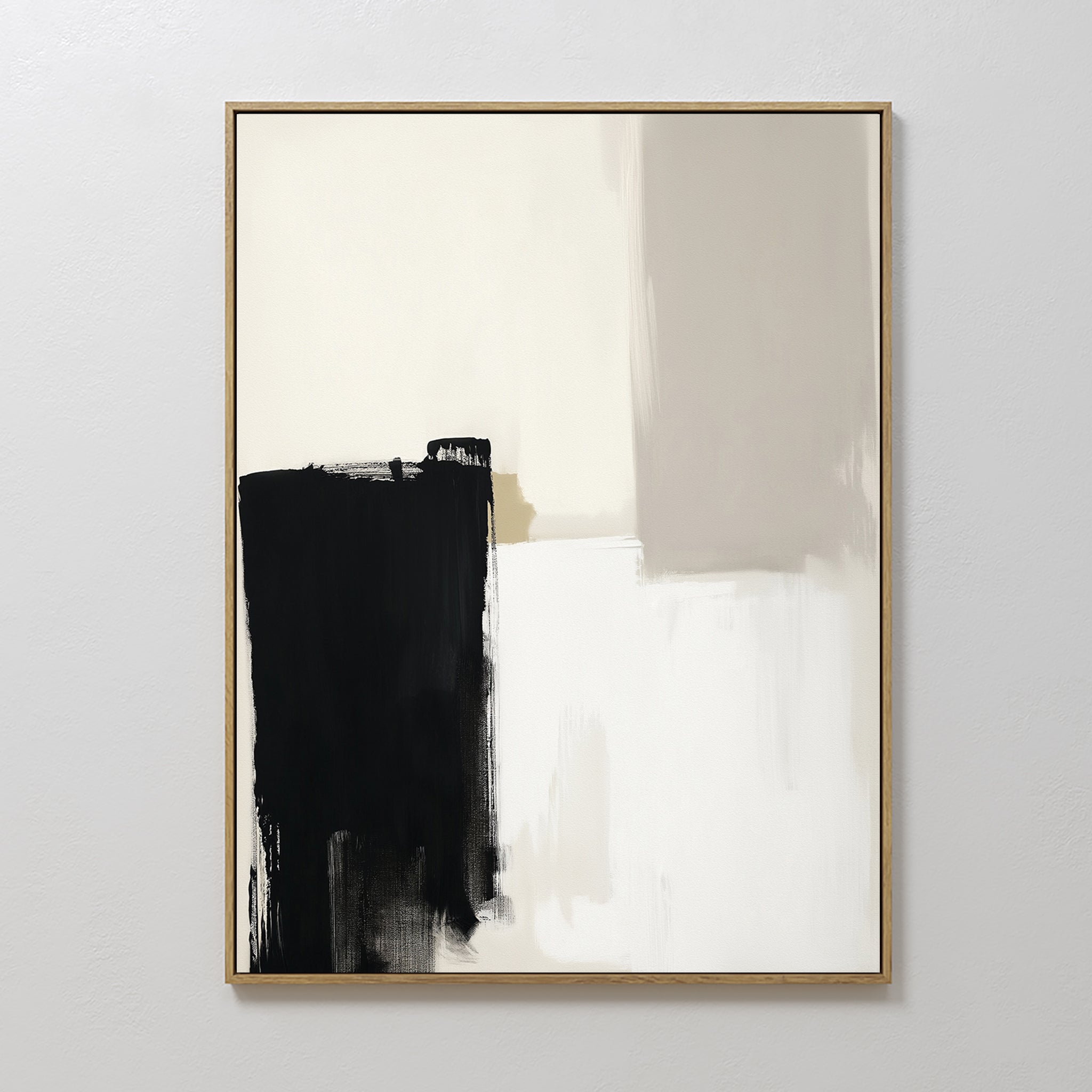 Original hand painted black ivory abstract oil painting canvas wall art, bold brushstroke nordic scandinavian minimalist elegant luxury modern home de