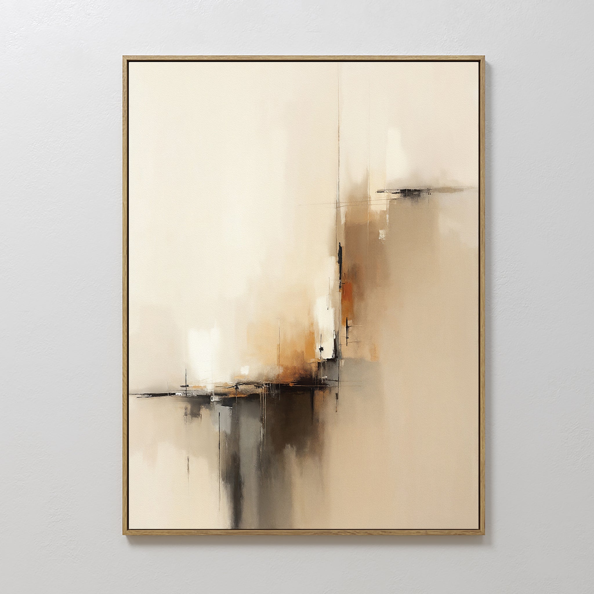 Original hand painted sienna amber charcoal abstract oil painting canvas wall art, nordic scandinavian elegant luxury minimalist modern living room ho