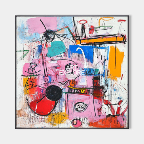 Original hand painted pink abstract oil painting canvas wall art, bold gestural modern luxury elegant home decor interior design statem