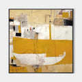 Original hand painted ochre yellow abstract oil painting canvas wall art, modern scandinavian elegant luxury living room interior desig