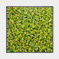 Original hand painted green yellow abstract oil painting canvas wall art, modern elegant luxury botanical nordic scandinavian home deco