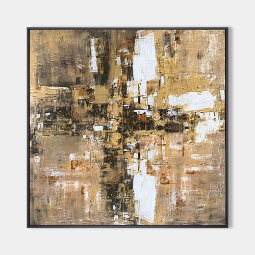 Original hand painted amber ivory charcoal textured abstract oil painting canvas wall art, elegant luxury modern nordic scandinavian ho
