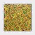Original hand painted golden yellow abstract oil painting canvas wall art, rich textured red green luxury modern elegant nordic scandin