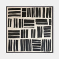 Original hand painted black ivory geometric abstract oil painting canvas wall art, nordic scandinavian minimalist elegant luxury modern