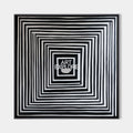Original hand painted black white concentric square geometric oil painting canvas wall art, nordic scandinavian minimalist elegant luxu