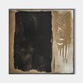 Original hand painted black tan abstract oil painting canvas wall art, nordic scandinavian minimalist elegant luxury modern living room