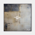 Hand painted original slate blue beige gold geometric abstract oil painting canvas wall art, nordic scandinavian elegant luxury modern