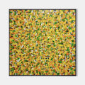 Original hand painted yellow green orange abstract oil painting canvas wall art, modern elegant luxury scandinavian nordic living room