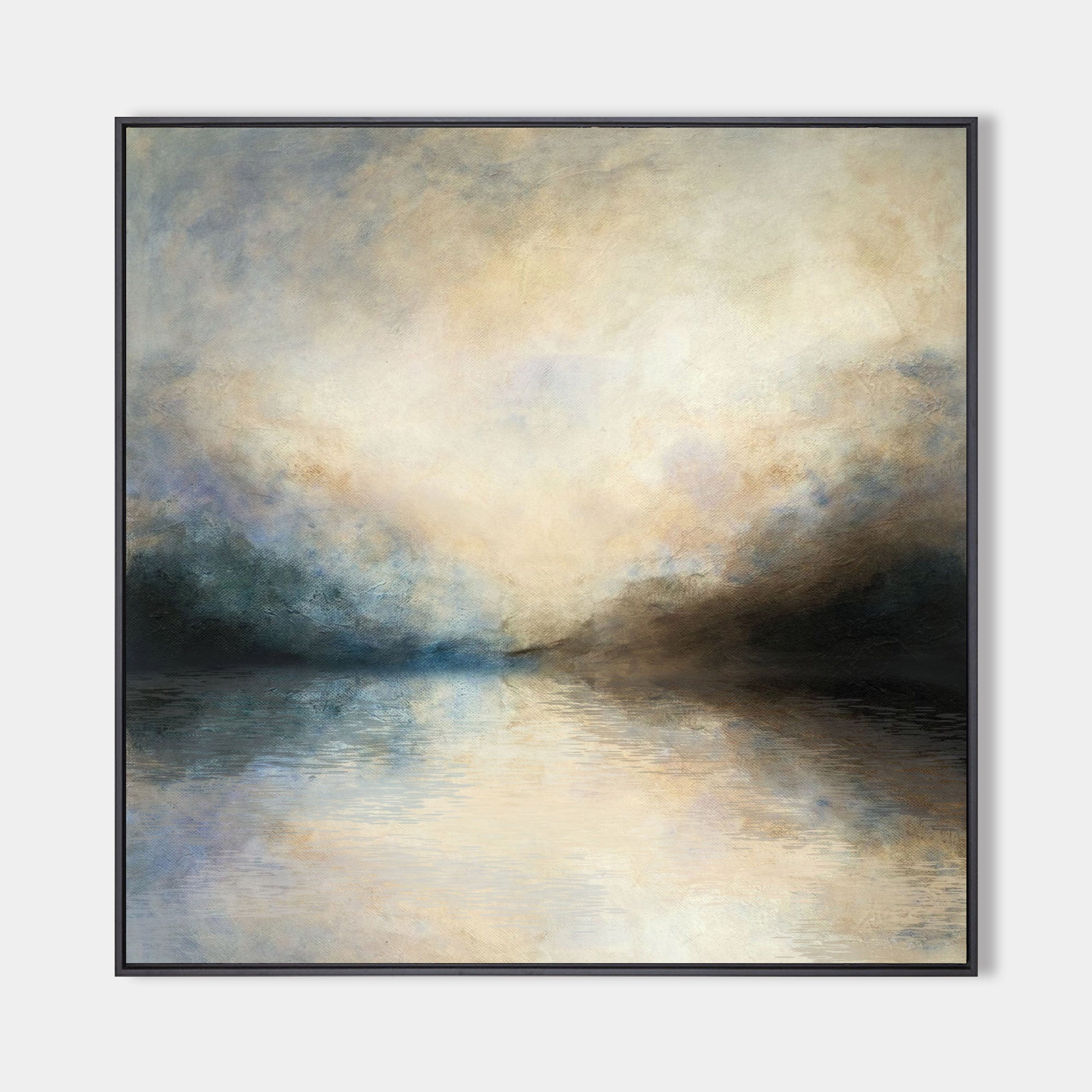 Original hand painted pearl ivory charcoal abstract coastal oil painting canvas wall art, nordic scandinavian elegant luxury modern hom