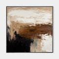Original hand painted sienna brown black ivory abstract oil painting canvas wall art, nordic scandinavian elegant luxury modern living