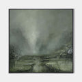 Original hand painted sage green abstract landscape oil painting canvas wall art, nordic scandinavian minimalist elegant luxury modern
