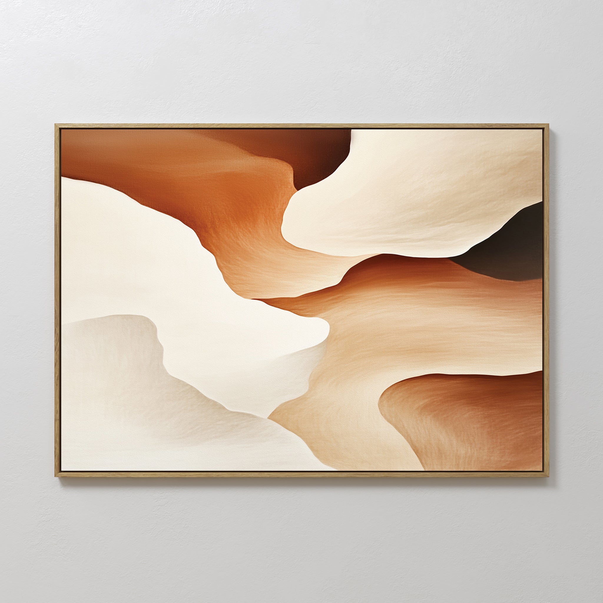 Original hand painted sienna terracotta cream organic abstract oil painting canvas wall art, nordic scandinavian elegant luxury modern living room hom