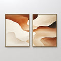 Original hand painted sienna brown ivory abstract oil painting canvas set wall art, nordic scandinavian elegant luxury modern living room home decor i