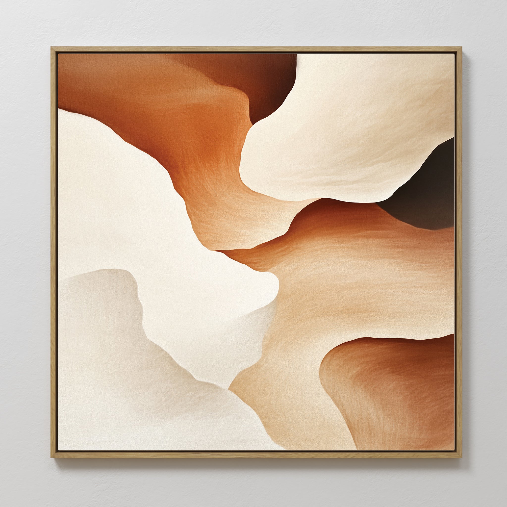 Original hand painted sienna terracotta cream organic abstract oil painting canvas wall art, nordic scandinavian elegant luxury modern living room hom