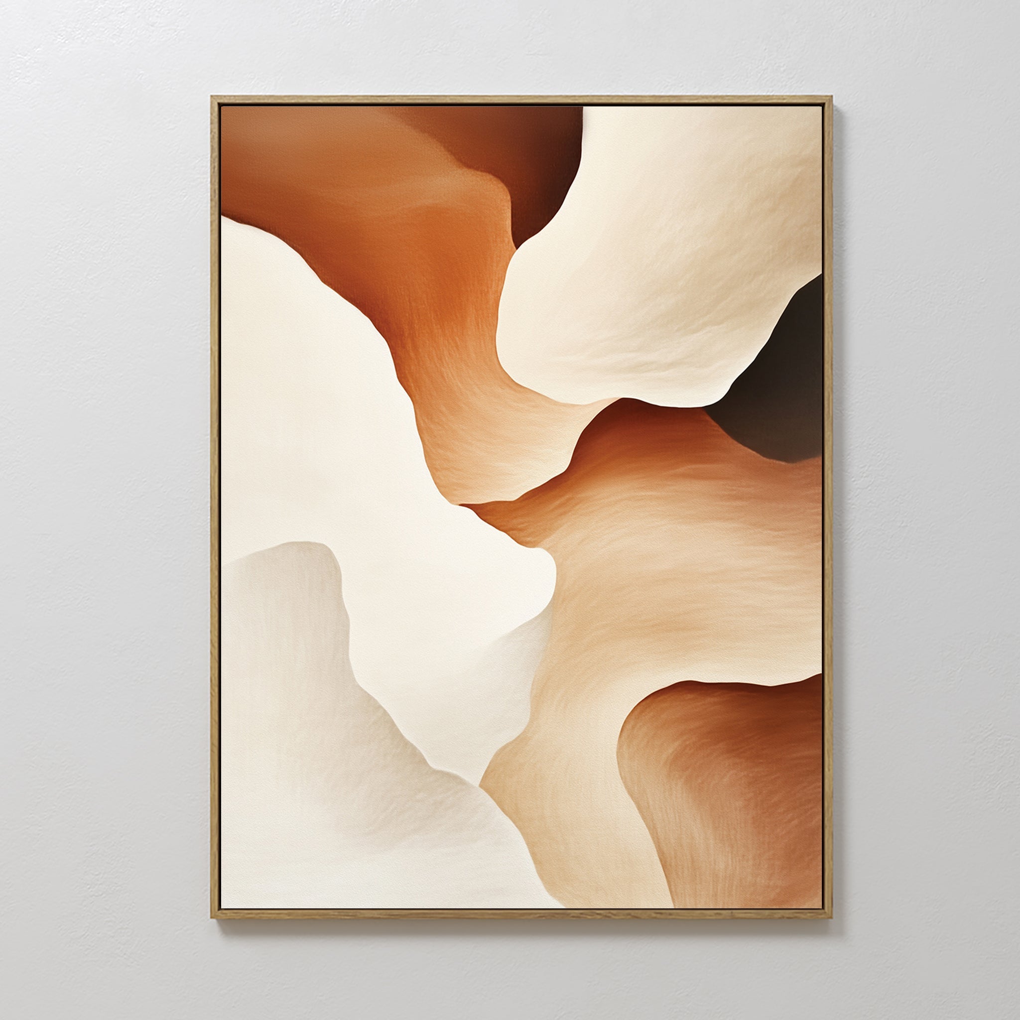 Original hand painted amber terracotta cream abstract oil painting canvas wall art, nordic scandinavian elegant luxury modern living room home decor