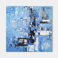 Original hand painted blue black white abstract oil painting canvas wall art, nordic scandinavian elegant luxury modern living room hom