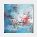 Original hand painted blue abstract oil painting canvas wall art, crimson ember accents, textured nordic scandinavian elegant luxury mo