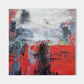 Original hand painted crimson red charcoal abstract oil painting canvas wall art, modern elegant luxury bold textured nordic scandinavi