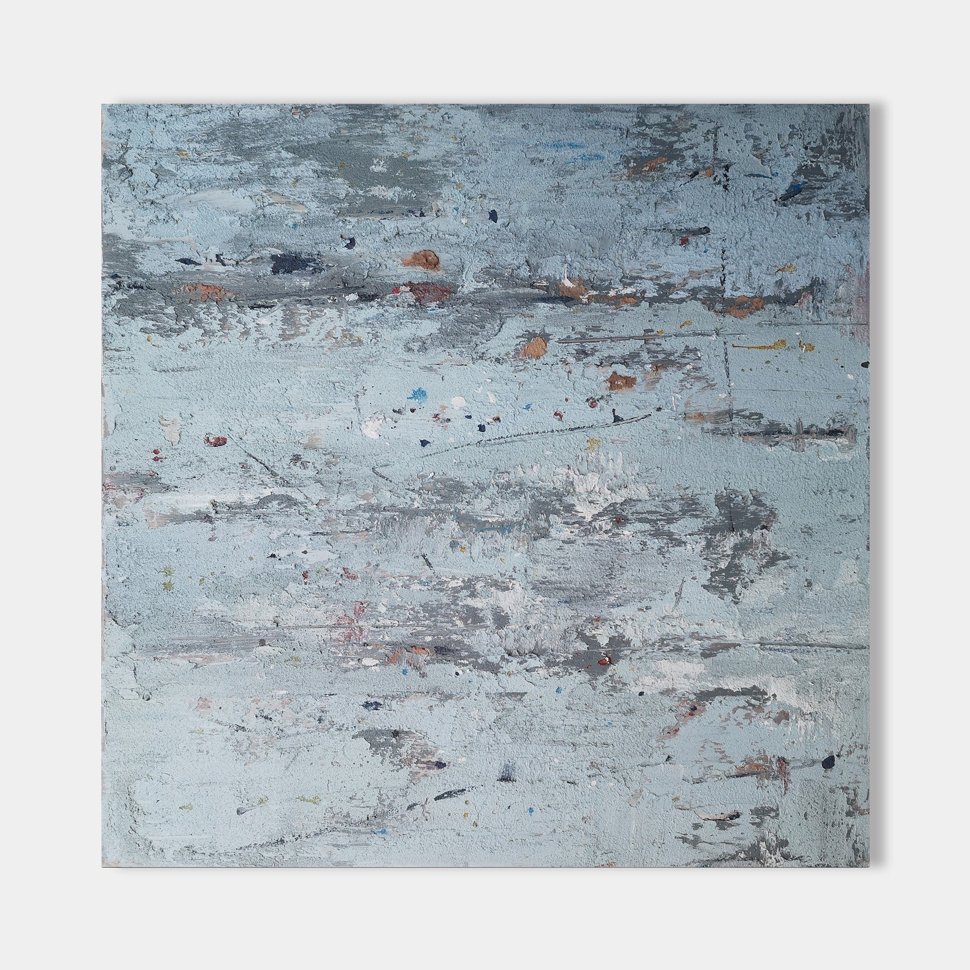 Original hand painted steel blue grey textured abstract coastal oil painting canvas wall art, nordic scandinavian minimalist elegant lu