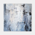 Original hand painted blue grey white abstract oil painting canvas wall art, nordic scandinavian minimalist elegant luxury modern livin