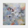 Original hand painted blue grey coral abstract oil painting canvas wall art, textured nordic scandinavian elegant luxury modern living