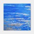 Original hand painted vivid cobalt blue abstract cloud oil painting canvas wall art, nordic scandinavian elegant luxury modern coastal