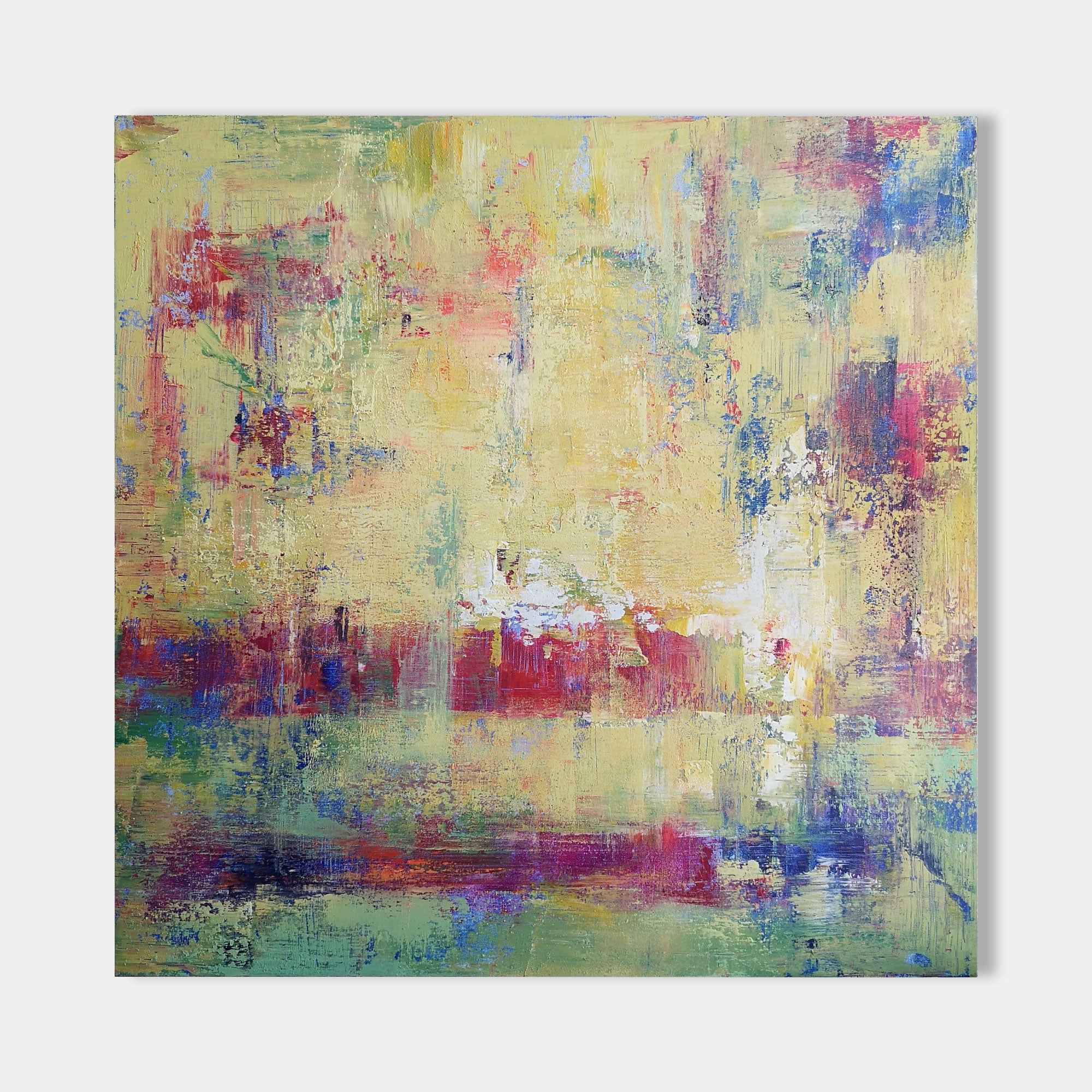 Original hand painted amber gold crimson abstract oil painting canvas wall art, nordic scandinavian elegant luxury modern living room h