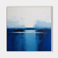 Original hand painted deep blue abstract ocean oil painting canvas wall art, nordic scandinavian minimalist elegant luxury modern livin