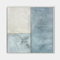 Original hand painted blue grey ivory geometric abstract oil painting canvas wall art, nordic scandinavian minimalist elegant luxury mo