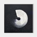 Original hand painted black white circular spiral abstract oil painting canvas, nordic minimalist elegant luxury modern living room int