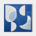Original hand painted cobalt blue white abstract geometric oil painting canvas wall art, nordic scandinavian minimalist elegant luxury