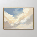 Original hand painted blue cream gold cloud atmospheric oil painting canvas wall art, nordic scandinavian elegant luxury modern living room home decor