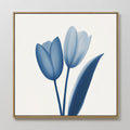 Original hand painted blue tulip botanical oil painting canvas wall art, nordic scandinavian elegant luxury minimalist modern bedroom living room home