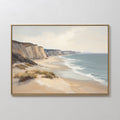 Hand painted original oil painting sandy coastal cliffs teal ocean beach canvas wall art nordic scandinavian elegant luxury modern home decor interior