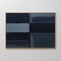 Original hand painted deep navy slate blue geometric abstract oil painting canvas wall art, nordic scandinavian elegant luxury modern home decor inter