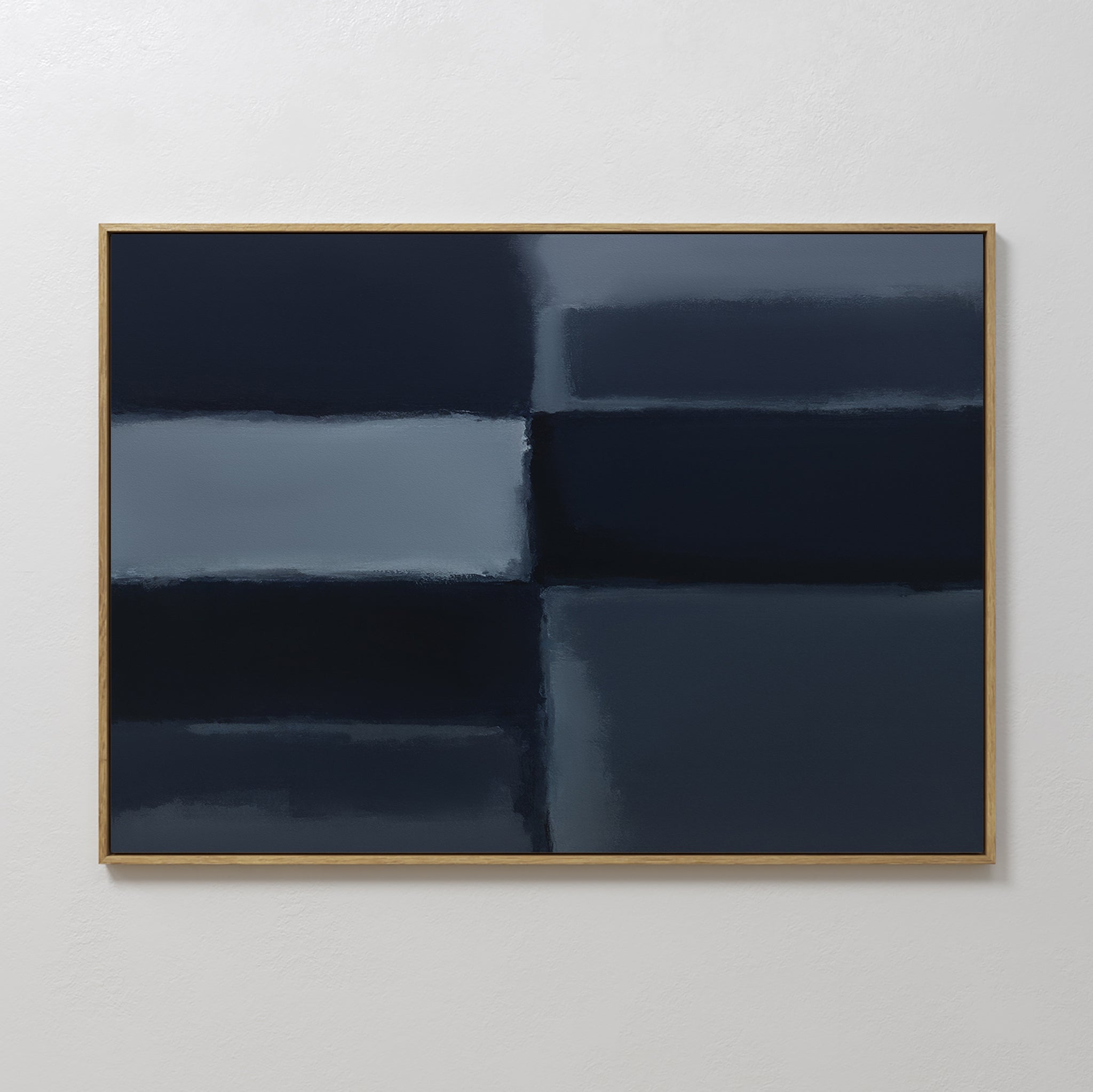 Original hand painted deep navy slate blue geometric abstract oil painting canvas wall art, nordic scandinavian elegant luxury modern home decor inter