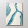 Original hand painted teal blue flowing abstract oil painting canvas wall art, nordic scandinavian coastal elegant luxury modern living room home deco
