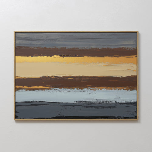 Original hand painted brown gray gold amber abstract oil painting canvas wall art, nordic scandinavian elegant luxury modern living room home decor in