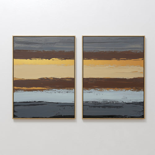 Original hand painted brown grey gold cream layered abstract oil painting canvas wall art, nordic scandinavian elegant luxury modern living room home