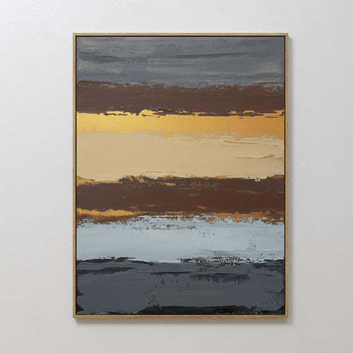 Original hand painted brown grey gold abstract oil painting canvas wall art, nordic scandinavian elegant luxury modern living room home decor interior