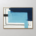 Original hand painted navy blue sky blue geometric abstract oil painting canvas wall art, nordic scandinavian elegant luxury modern living room home d