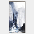 Original hand painted navy indigo abstract oil painting canvas wall art, atmospheric bold brushstrokes, nordic scandinavian elegant lux