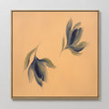Original hand painted amber navy blue botanical oil painting canvas wall art, nordic scandinavian minimalist elegant luxury modern living room home de